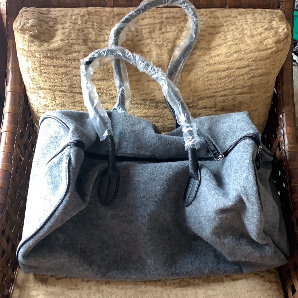 New DSW Gray Wooly Felt Duffle Bag